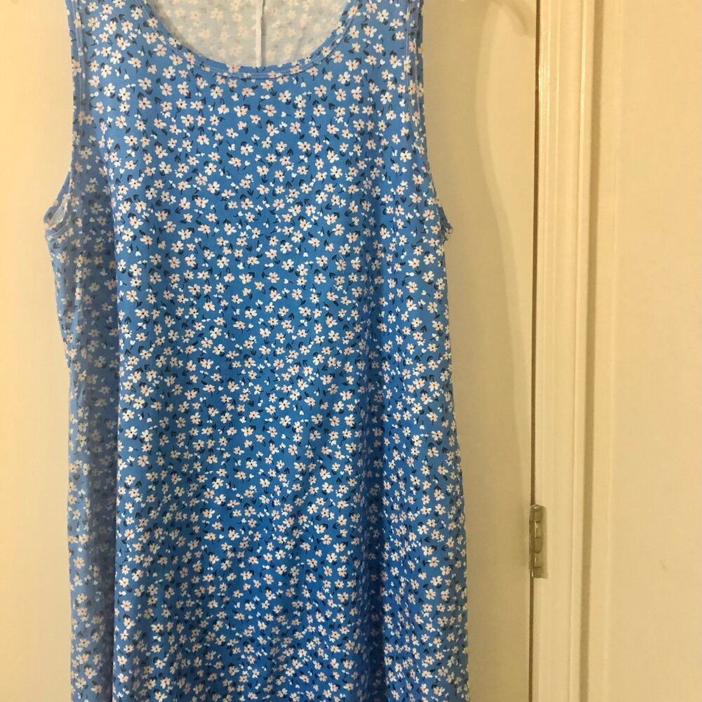Blue Floral Sleeveless Dress - Picture 2 of 8